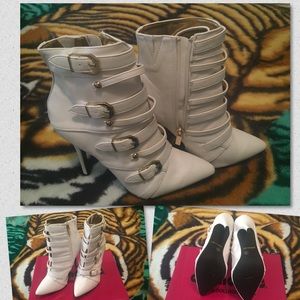Brand New In Box! White, All Buckled Booties